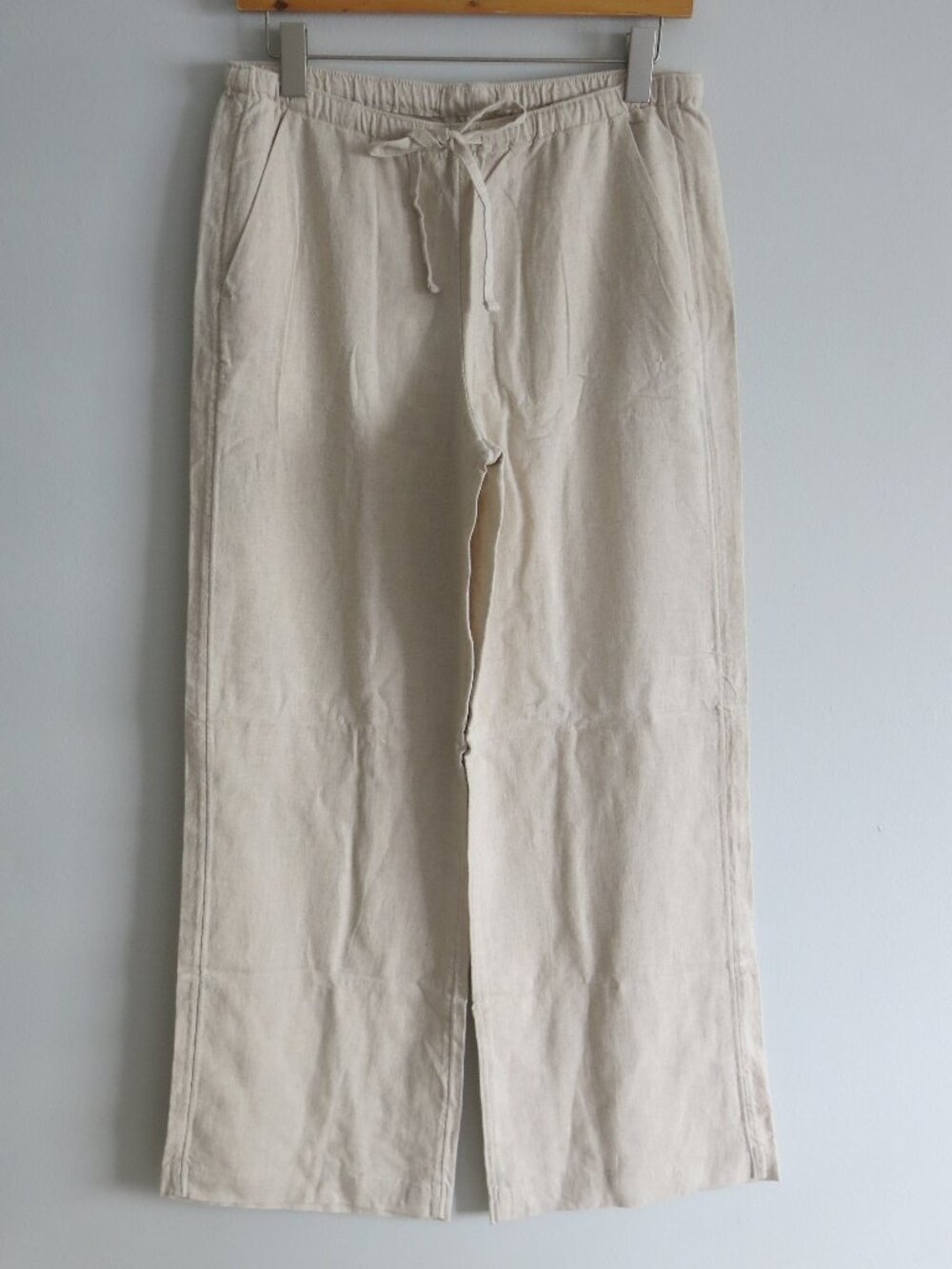 Hollister Linen Blend Drawstring Waist Straight Leg Tropical Pants - Size Small